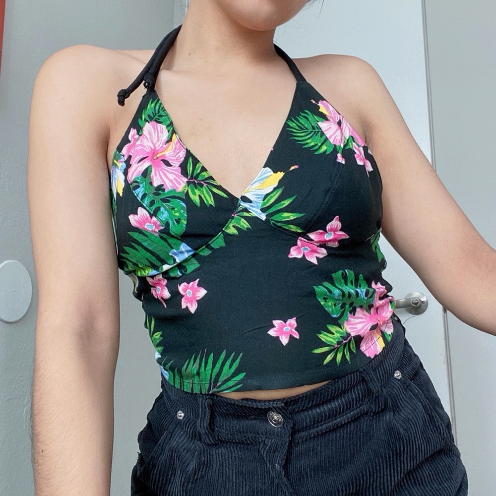 1o1 pink & blue hibiscus halter 🌺